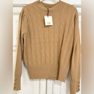 NWT SZ L Luxe by Tricot Camel Mockneck Women’s Sweater